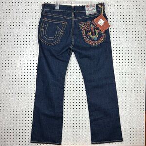 True Religion Billy Super T Urban Cowboy Men Jean 38x34 NWT Stitched Embroidered